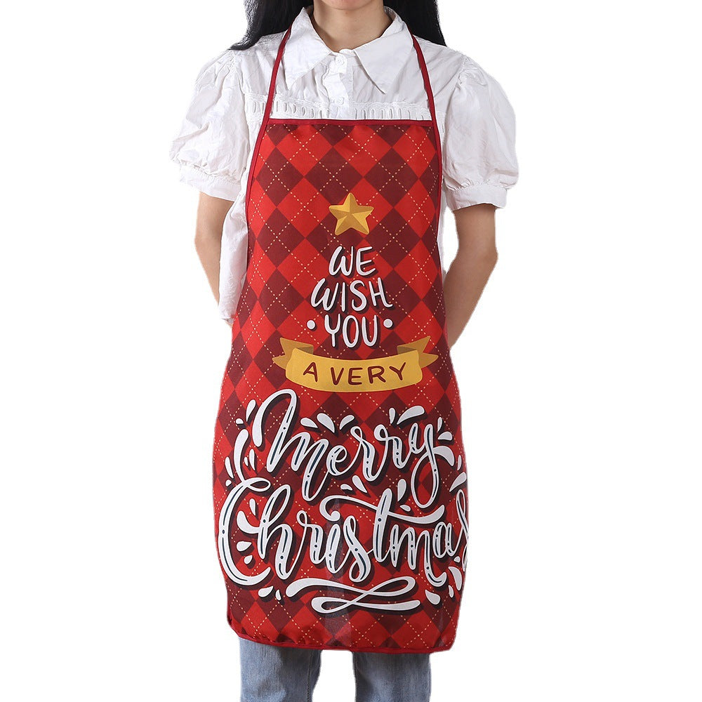 Ginger Snap | Red Tartan Script Print Christmas Apron Unisex