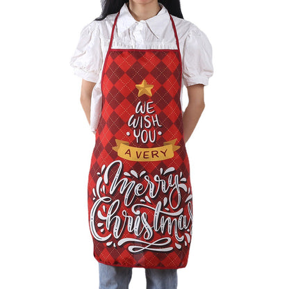 Ginger Snap | Red Tartan Script Print Christmas Apron Unisex