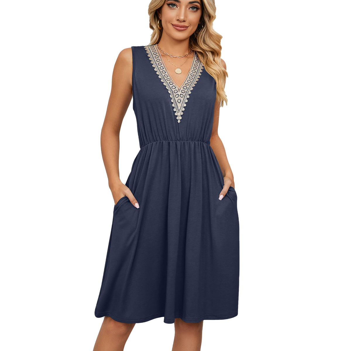 Isla Bennett | Lace Panel A-Line Midi Dress For Women