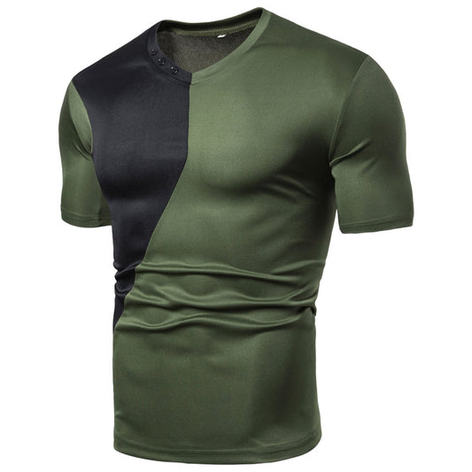 Clive Pollard | Black Colourblock Short Sleeve T-Shirt For Men