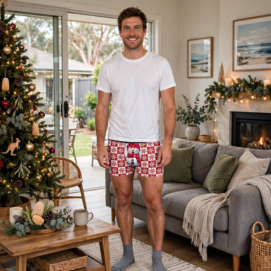 Silent Night | Red Snowman Print Christmas Boxer Briefs For Men