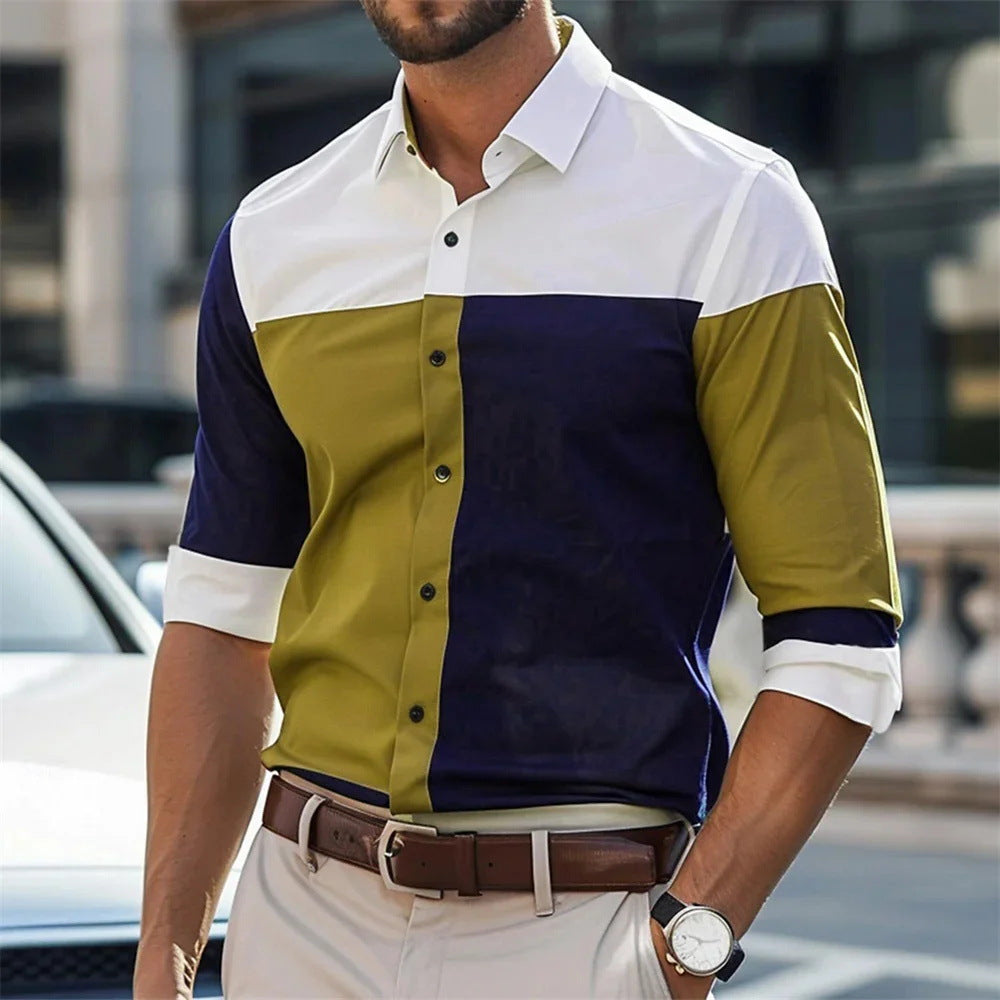 Hamlin Ormsby | Colourblock Long Sleeve Shirt For Men
