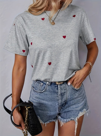 Aria Fletcher | Heart Print Cotton T-Shirt For Women