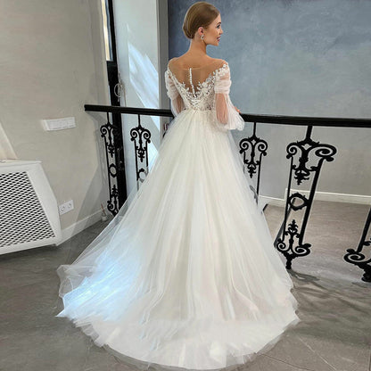 Amelia Hughes | Ivory Lace Ball Gown Wedding Dress For Women