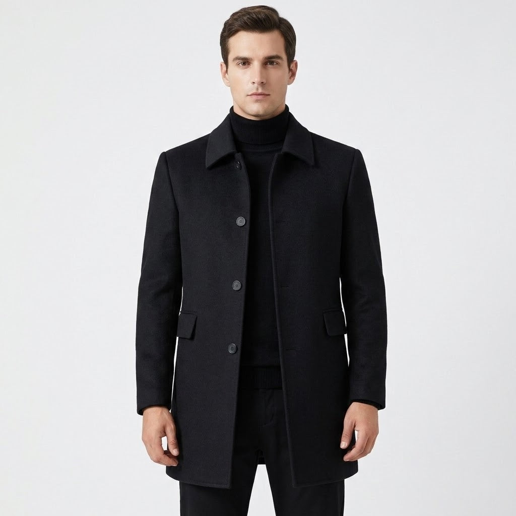Cruz Marford | Single Breasted Longline Overcoat For Men