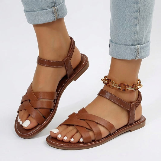 Amaya Garmore | Cross Strap Flat Sandals For Women