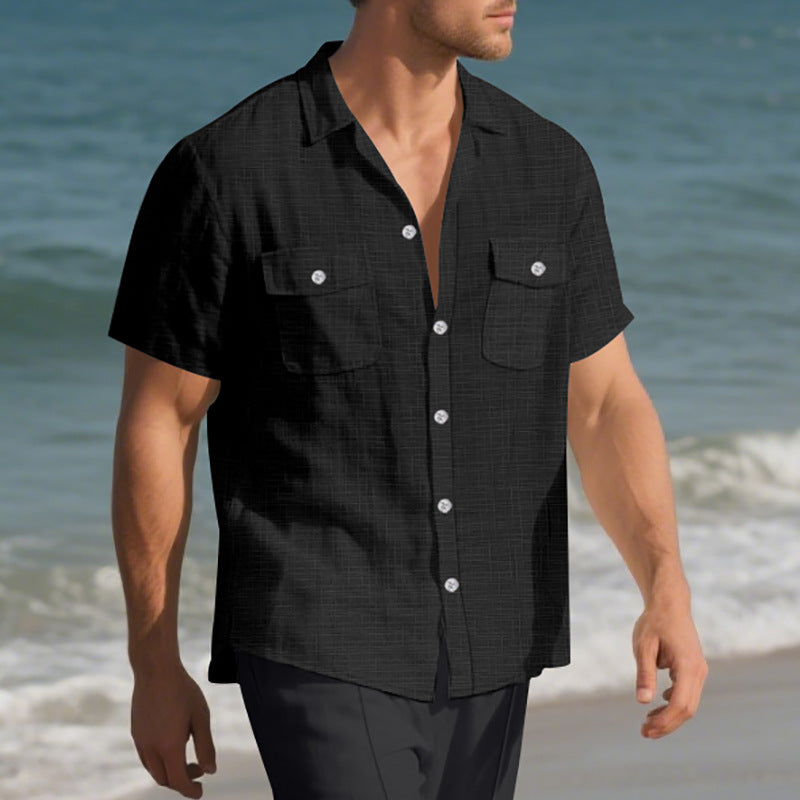 Ignatius Padley | Linen Look Camp Collar Shirt For Men