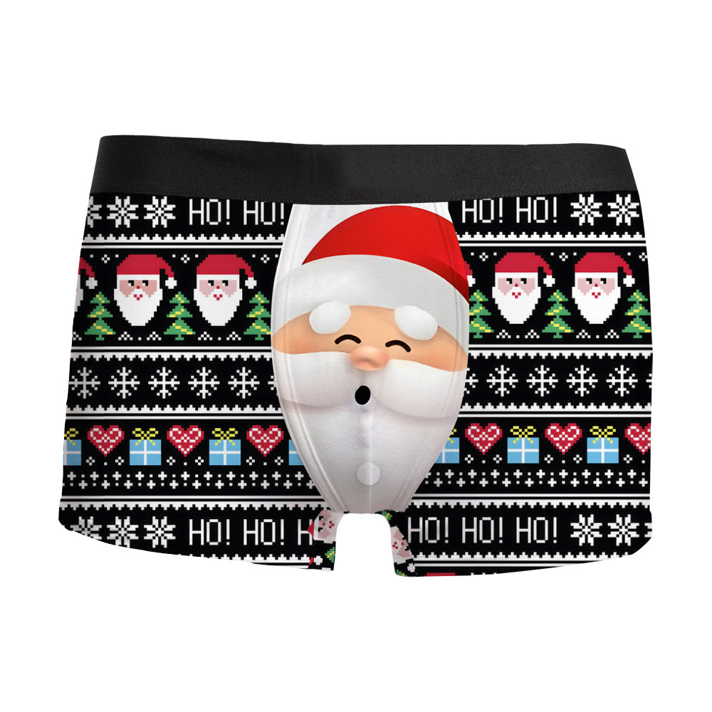 Silent Night | Red Snowman Print Christmas Boxer Briefs For Men
