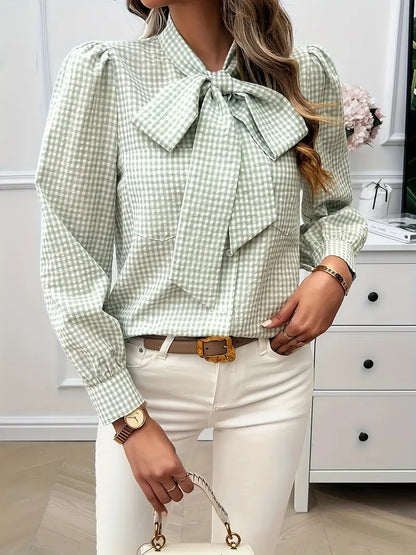 Aoife Callahan | Gingham Bow Blouse For Women