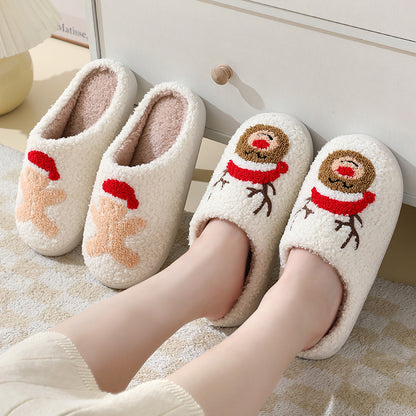 Snow Angel | White Santa Print Christmas Slippers For Women