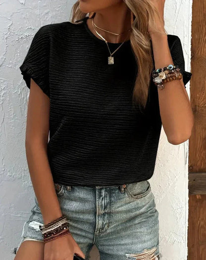 Rosalind Sharpe | Textured T-Shirt With Ruffle Sleeves For Women