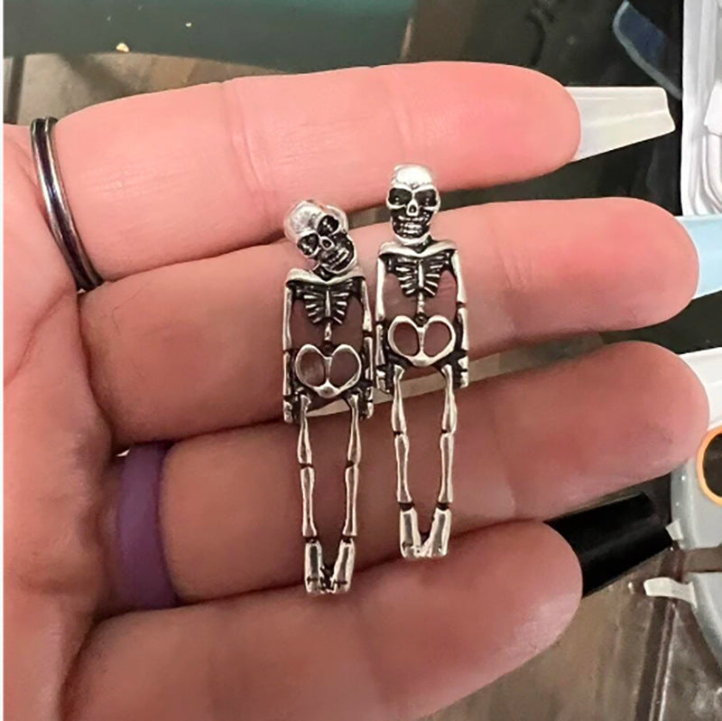 Charlotte Ravensworth | Silver Skeleton Drop Earrings For Women