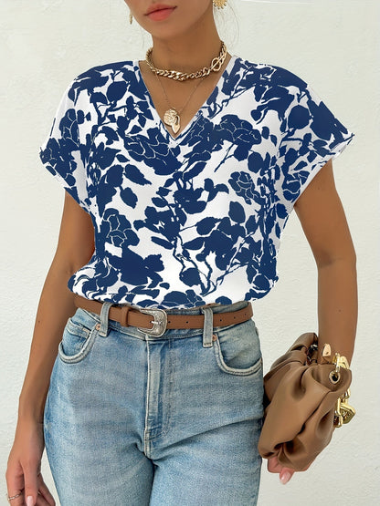 Willow Sheridan | Floral Print V-Neck Blouse For Women