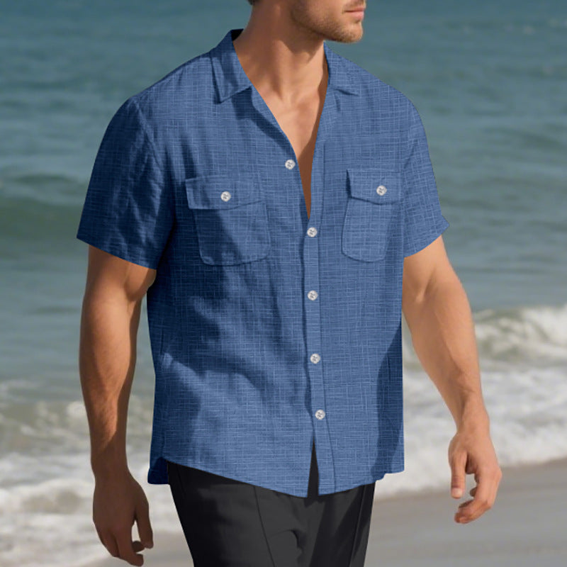 Ignatius Padley | Linen Look Camp Collar Shirt For Men