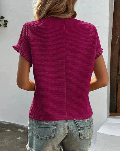 Rosalind Sharpe | Textured T-Shirt With Ruffle Sleeves For Women