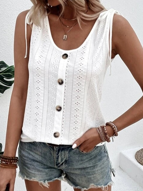Zara Faulkner | Broderie Anglaise Tie-Strap Tank Top For Women