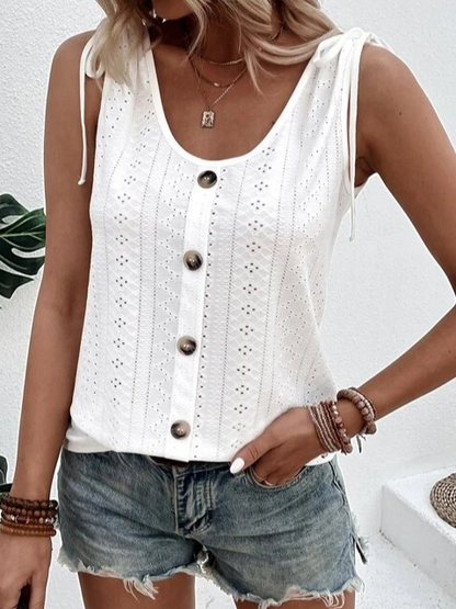 Zara Faulkner | Broderie Anglaise Tie-Strap Tank Top For Women
