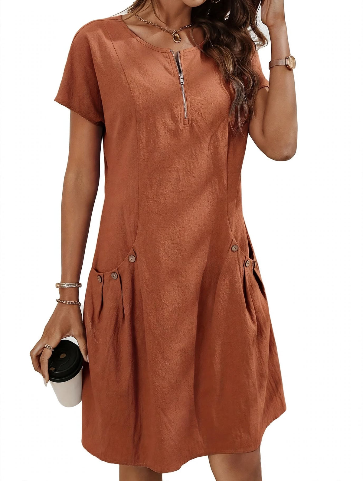 Charlotte Beaumont | Cotton Summer Dress With Button Detail For Women