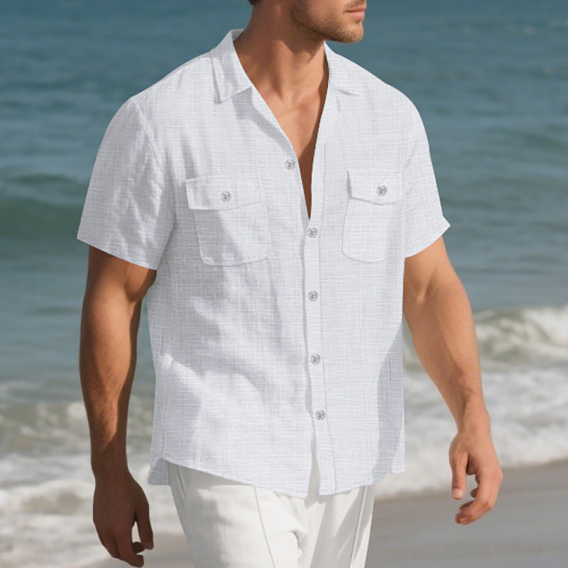 Ignatius Padley | Linen Look Camp Collar Shirt For Men