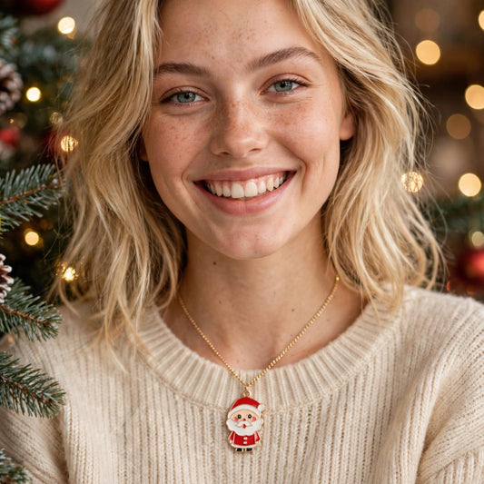 Sugarplum | Gold Cartoon Pendant Christmas Necklace For Women