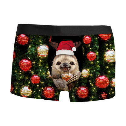 Silent Night | Red Snowman Print Christmas Boxer Briefs For Men
