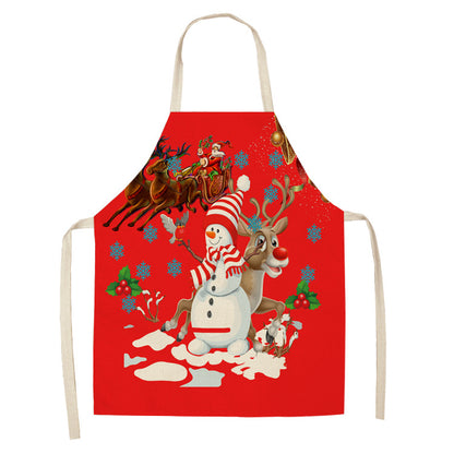 Yule | Red Snowman Print Christmas Apron Unisex