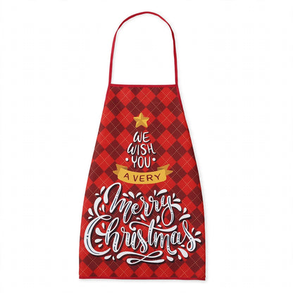 Ginger Snap | Red Tartan Script Print Christmas Apron Unisex
