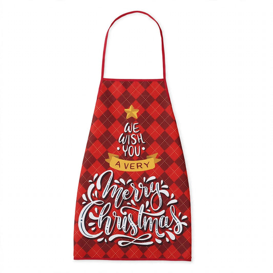 Ginger Snap | Red Tartan Script Print Christmas Apron Unisex