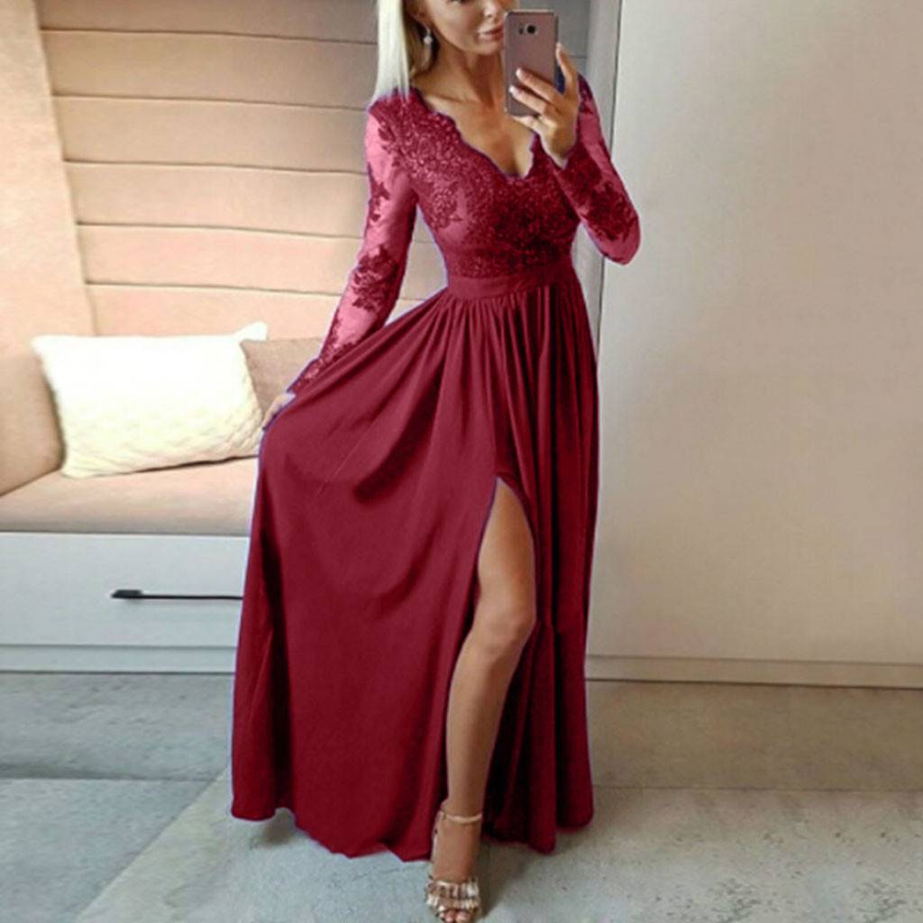 Elise Campbell | Lace V-Neck Maxi Dress For Women