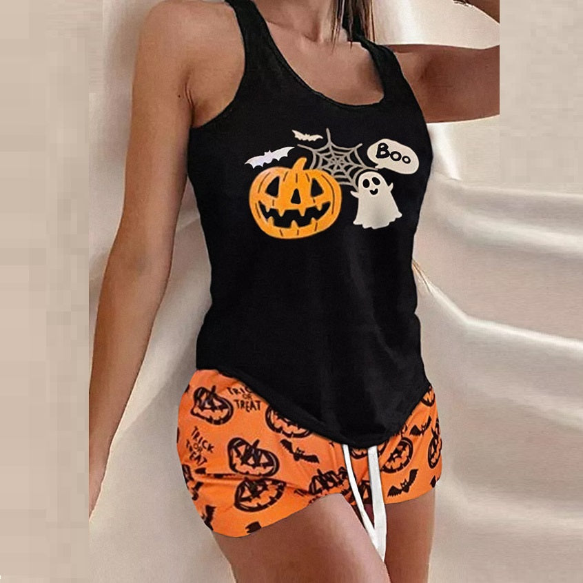 Emma Cooper | Playful Pumpkin Ghost Pyjama Set For Women
