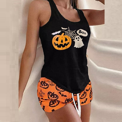 Emma Cooper | Playful Pumpkin Ghost Pyjama Set For Women