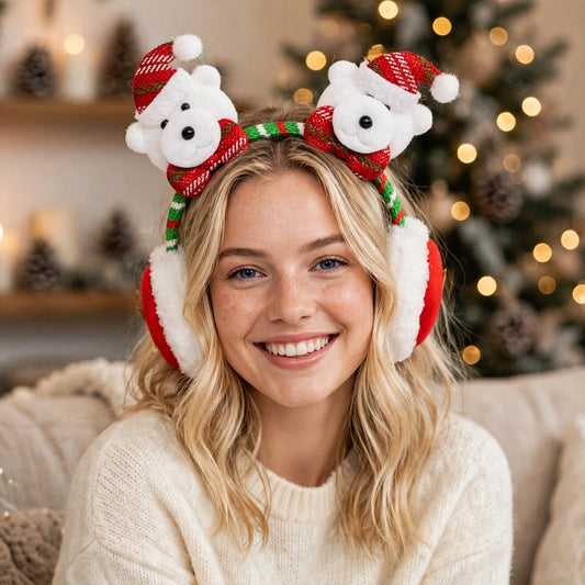 Holly Berry | Red Santa Face Christmas Earmuff Headband Unisex