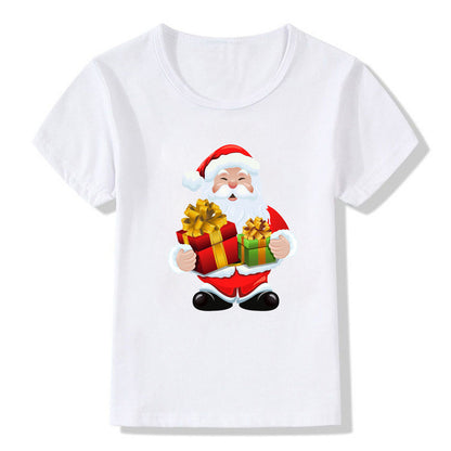 Winter Berry | White Santa Print Christmas T-Shirt For Women