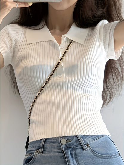 Tahlia Sheppard | Ribbed Knit V-Neck Top For Women