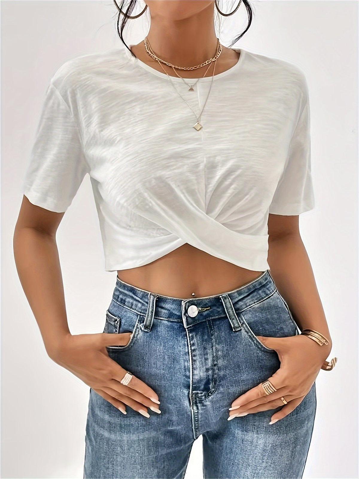 Arabella Fenwick | Textured Crop Top With Twist Front For Women