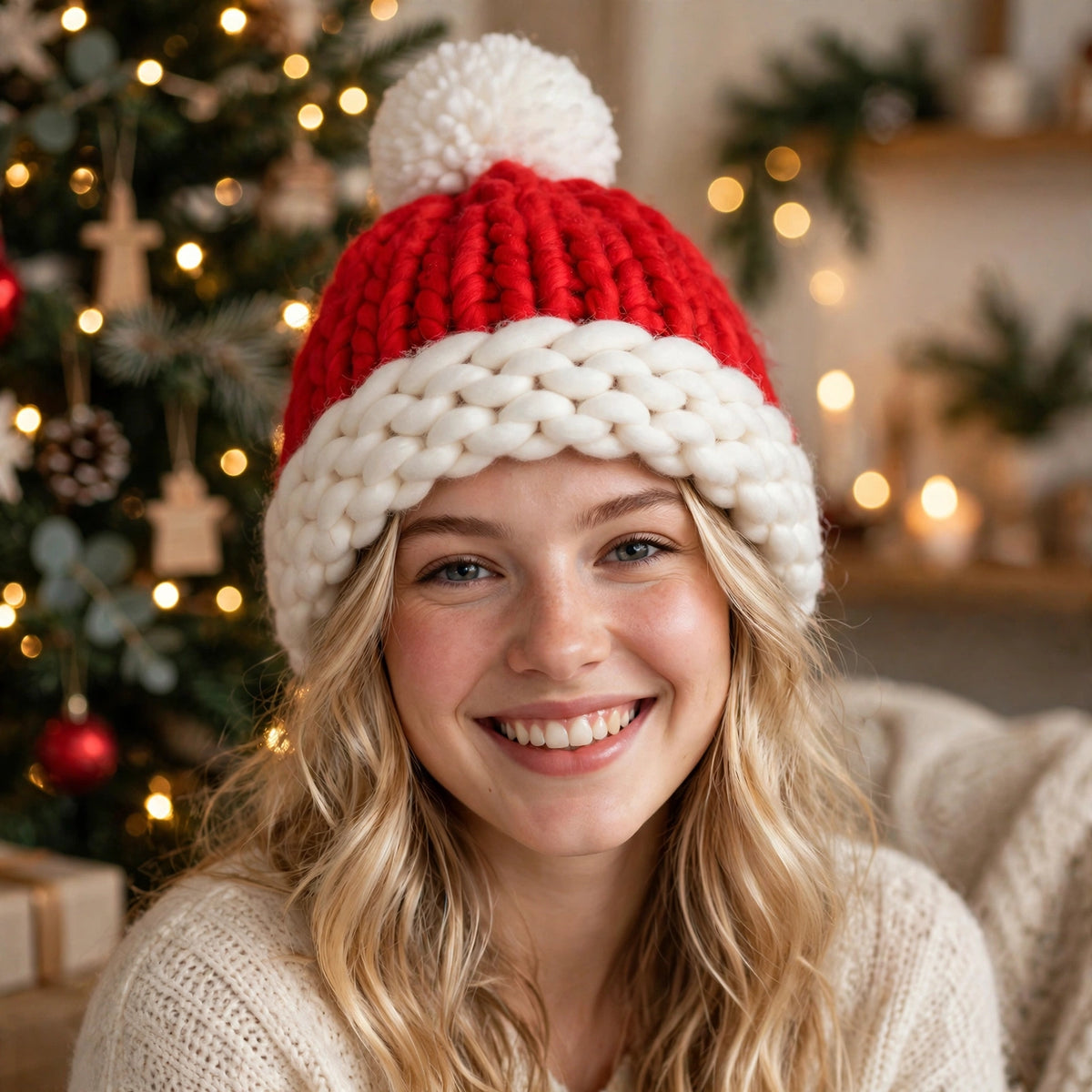 Holly Jolly | Knit Pompom Christmas Santa Hat Unisex