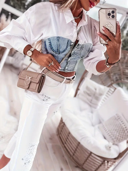 Bridget Sutherland | Denim Corset Crop Top For Women