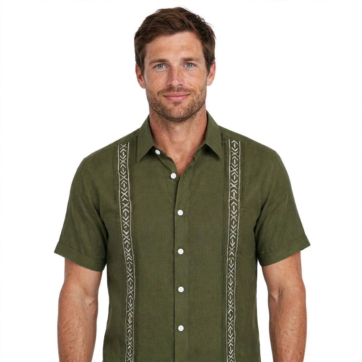 Caleb Vickery | Embroidered Guayabera Shirt For Men