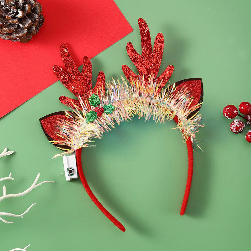 Antler Glow | Red Light-Up Reindeer Christmas Headband Unisex