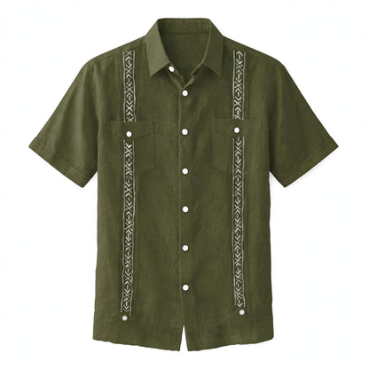 Caleb Vickery | Embroidered Guayabera Shirt For Men