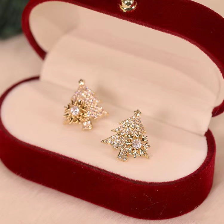 Sparkle Bell | Rhinestone Tree Christmas Earrings For Women
