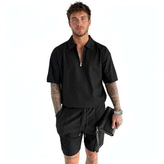 Wade Pemberly | White Camp Collar Shirt And Shorts Set For Men