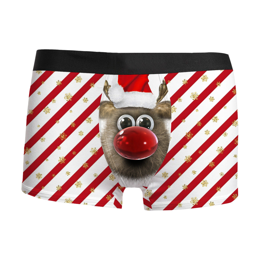 Silent Night | Red Snowman Print Christmas Boxer Briefs For Men