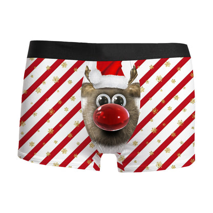 Silent Night | Red Snowman Print Christmas Boxer Briefs For Men