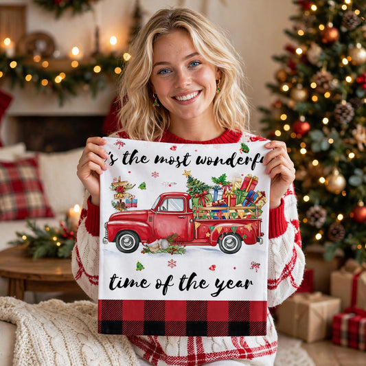 Holly Sprig | Red Buffalo Plaid Trim Christmas Kitchen Towel Unisex