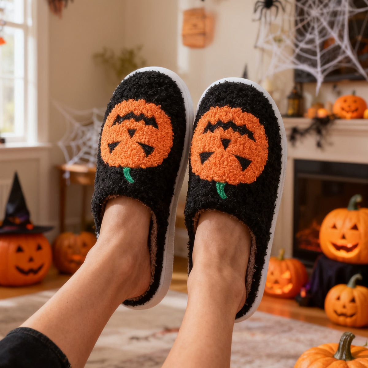 Rory Kavanagh | Pumpkin Print Slippers For Unisex