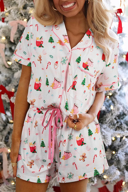 Gingerbread | White Hot Cocoa Print Christmas Pyjamas For Women