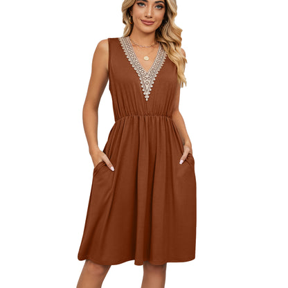 Isla Bennett | Lace Panel A-Line Midi Dress For Women