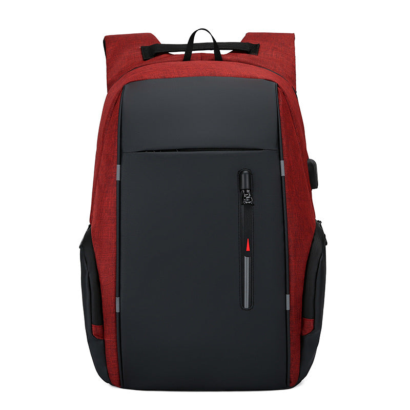 Water-Resistant USB Laptop Backpack - Red