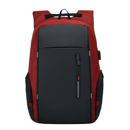 Water-Resistant USB Laptop Backpack - Red